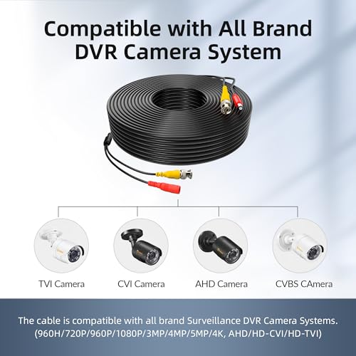 image for ABLEGRID® 4 Pack 100ft bnc Video Power Cable Security Camera Cable Wi