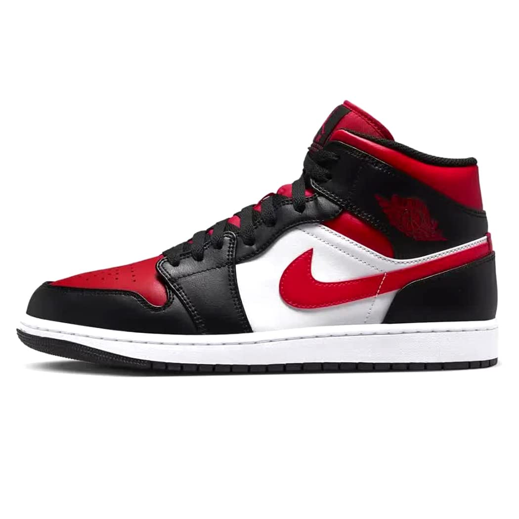 Jordan 1 Mid Men's Black/Fire Red-White 554724-079 Size 12.5