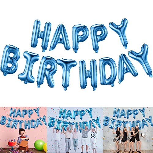 Happy Birthday Balloon Letters Banner 16 Inch Happy Birthday Party Decorations Backdrop Balloons Sign Banner For Kids,Adults,Girls,Men,Women,Mom,Dad | Reusable, Ecofriendly Fun (3D Blue) #TOP13