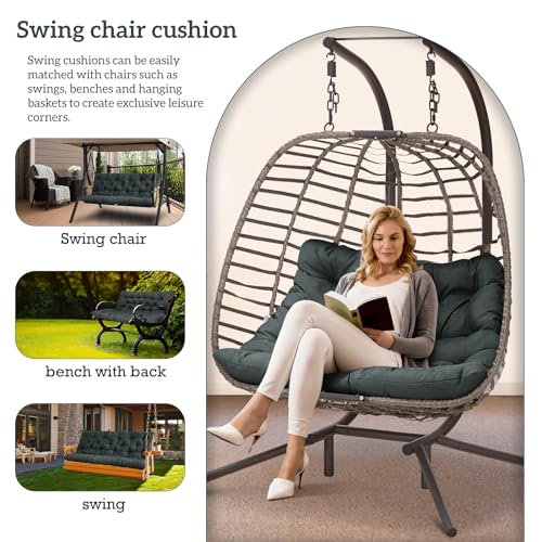 rlosqvee Outside Benches Cushion with Backrest, Thicken Waterproof Swing Cushions 2/3 Seater Replacement, Porch Swing Cushions Outdoor (Dark Grey, 40 x 48 inch)