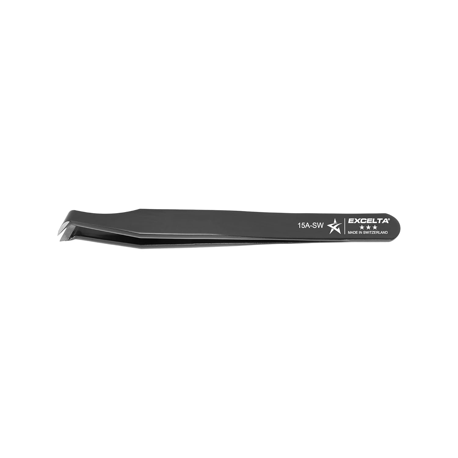Excelta Cutting Tweezers, Precision 70° Angulated Tip, Carbon Steel, Epoxy Coated, Ideal for Detailed Work, Black, Professional