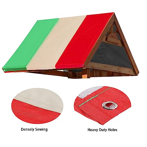 210D Oxford Cloth Swing Set Canopy Outdoor Roof Cover Waterproof Replacement For Backyard,Kids Playground And Other Outdoor Activities 52" X 89" (Green Red Beige) #TOP7