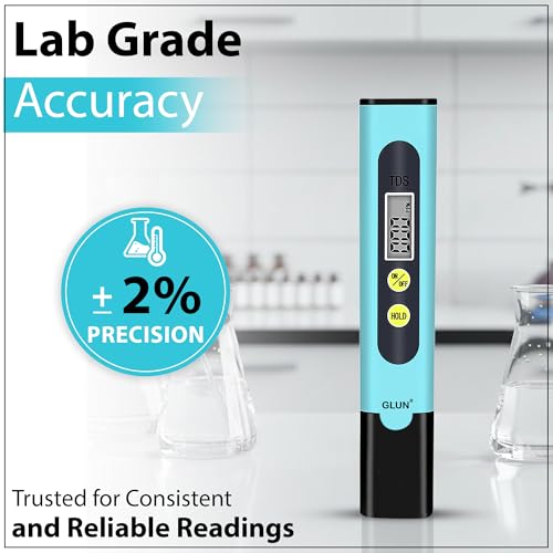 Image of GLUN Digital TDS Water Quality Meter with LCD Display | Portable Water Purity Tester for Drinking Water, RO, Aquarium, Pool & EC Temperature Testing Blue