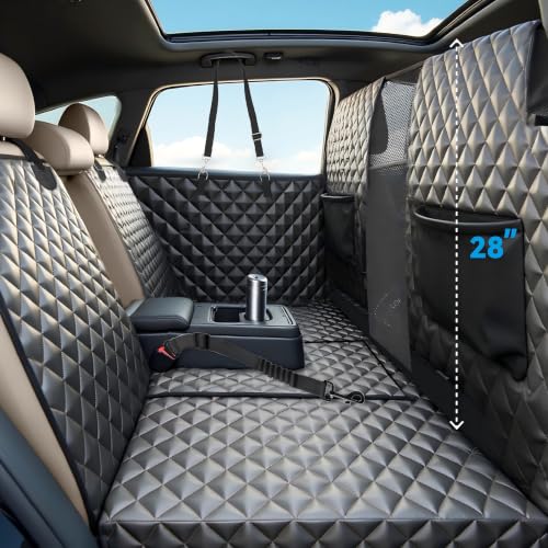High Barrier Dog Car Seat Cover,Waterproof Back Seat Extender for Dogs,Car Seat Protector,Car Seat Cover Hard Bottom Holds 500 lbs,600D Nonslip Dog Hammock,Pet Car Bed for Cars,SUVs, Small Trucks