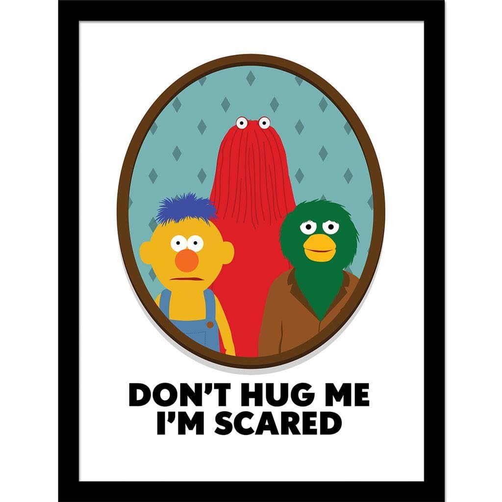 Dont Hug Me I'm Scared Black Scared Trio Portrait, Don't Hug Me I'm Scared, Framed 30X40cm Print