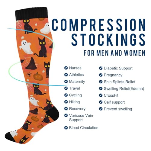 Image of Wusikd Pirate Skulls Compression Socks for Women and Men Circulation Cute Long Socks for Athletic Running 1