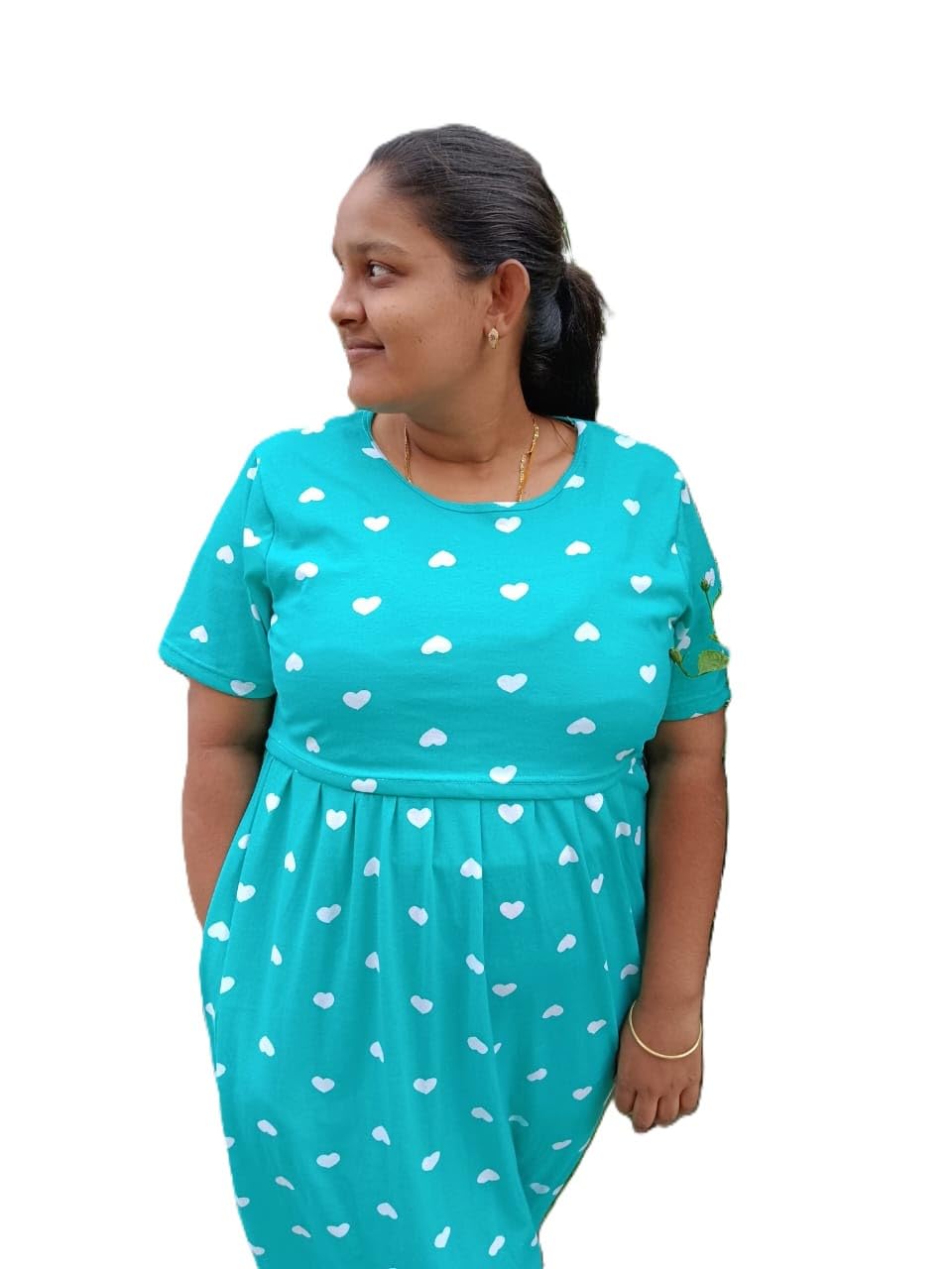 Women's Pink Cotton Maternity & Feeding Nighty – Soft Floral Printed Nursing Dress | Ideal for All Seasons-picture-15