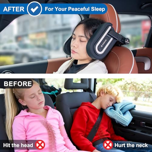 Image of Spurtar Updated Version Car Headrest Pillow for Kids Head Support, Adjustable Interior Must Haves for Toddler Travel, Memory Foam Neck Pillow Road Trip Essentials
