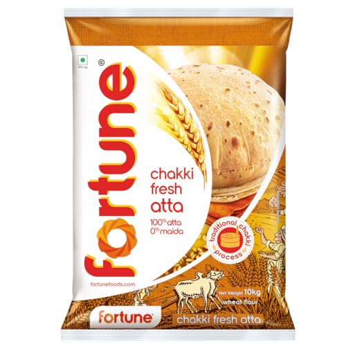 Fortune Chakki Fresh Atta, 10 kg, 100% Atta 0% Maida