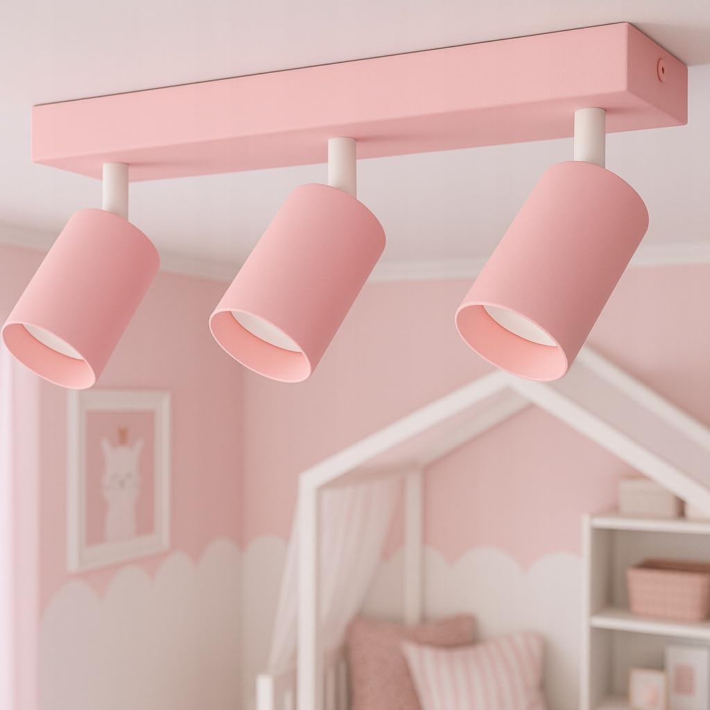 FKL DESIGN Home Deco Deckenlampe Deckenleuchte Kinderleuchte Kinderlampe 3-flammig GU10 Verstellbar Lampenschirm Lampe aus Serie (N975-BZ3-R)