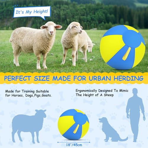 Image of 18 Inch Herding Ball for Dogs with Durable 1000D Oxford Cover, Interactive AgilityHerding Dog Toy with Handles, Anti-Burst Ball for Australian Shepherds, Border Collies