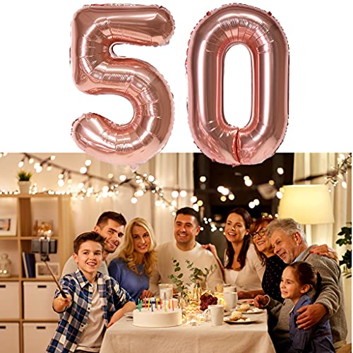 Ballonnen getal 50, nummer 50 ballonnen roségoud ballonnen 50e verjaardag folieballon, getal 50 Rose Gold Nummer 50… - Image 4