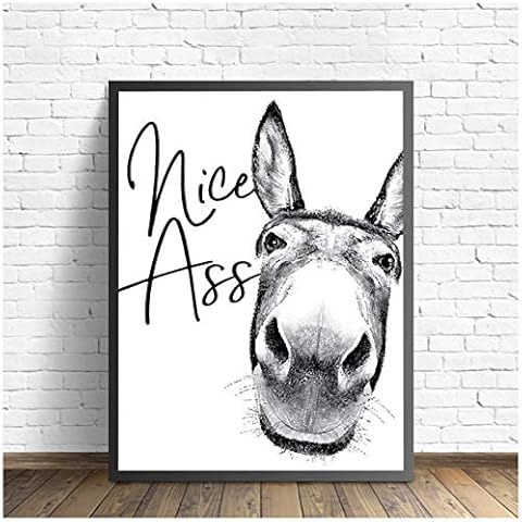 Nice Ass Print Funny Sign Vintage Donkey Poster Black White Canvas Painting Wall Pictures Cover
