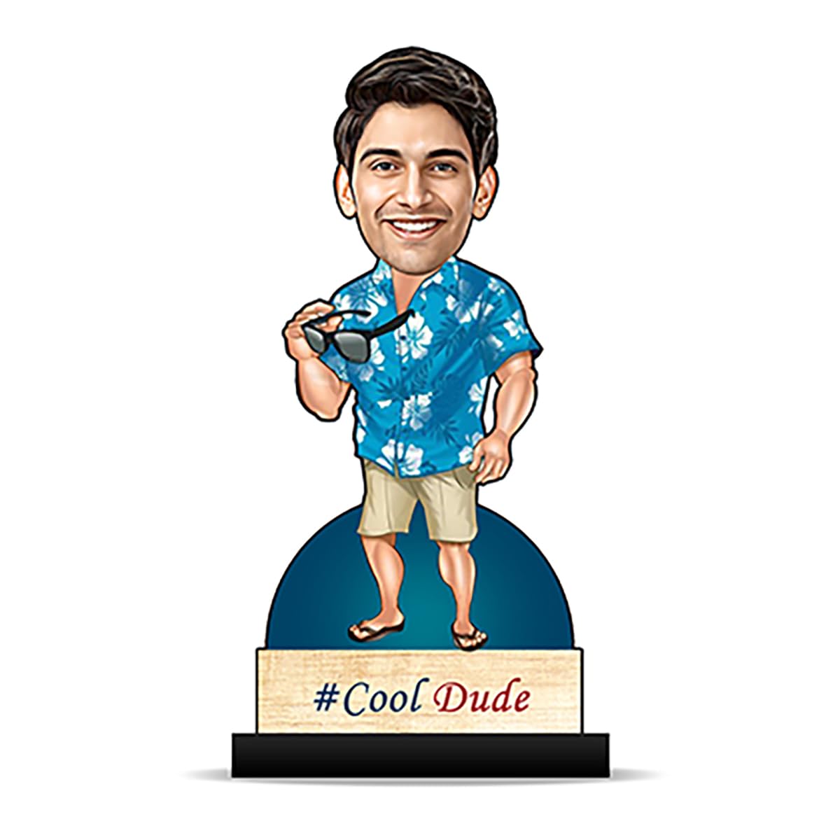 Caricature Personalized Gifts for Men on Birthday for Cool Dude (Wooden 8 inch x 5 inch) CA0208