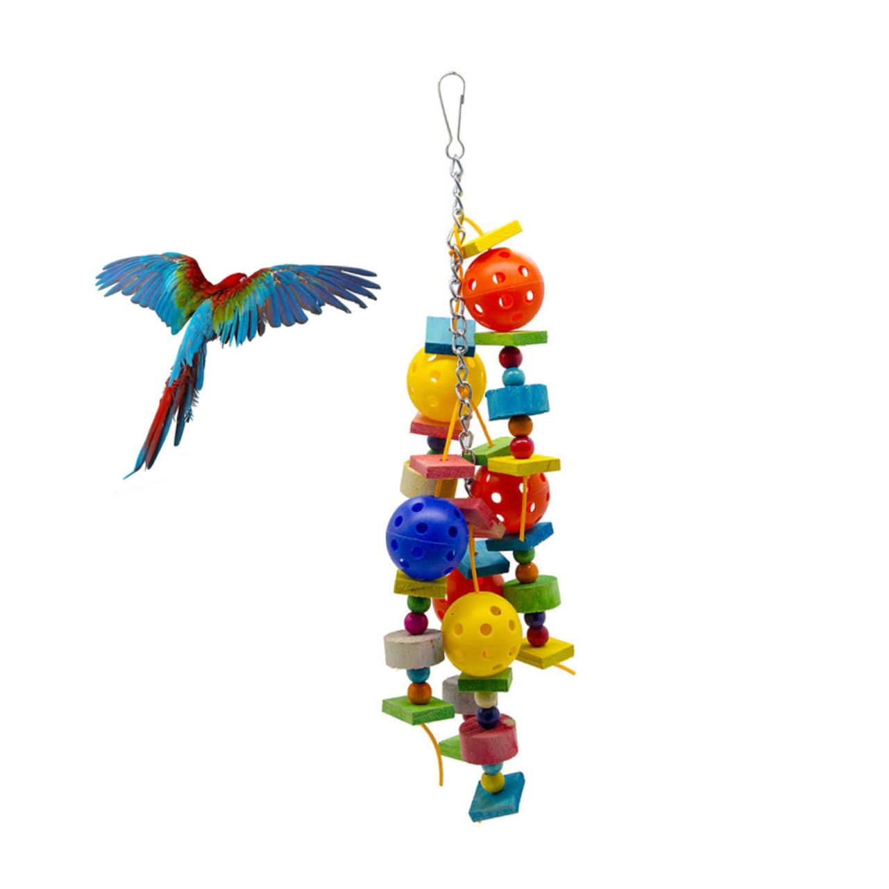 DOITOOL 3piezas Juguete Colgante para Pájaros Bloques De Madera y Bolas Huecas Diversión y Ejercicio para Periquitos Cotorritas y Loros Material Seguro para Mascotas