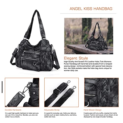 Image of Angel Kiss Hobo Handbags for Women Soft PU Leather Shoulder Handbags Ladies Purses