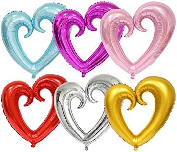EBTOYS Foil Mylar Helium Ballon Heart Shape Balloons for Valentine's Day Wedding Party Decorations,40inch，6-Pack