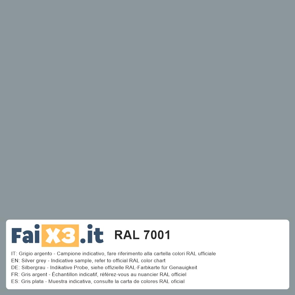 FaiX3.it - Perfil angular en L 30x30x1 mm de aluminio, lacado RAL 7001 "gris plata" mate, longitud 2500 mm
