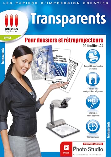 Feuille Transparente Imprimable pour Rétroprojecteur - 20 Films Polyester Transparents A4 - Micro...