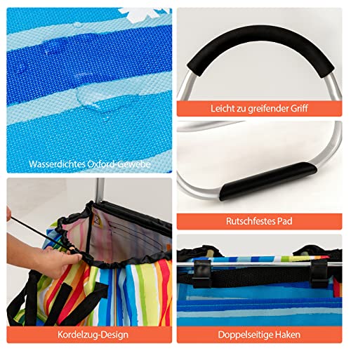 GOPLUS Einkaufstrolley klappbar, Einkaufswagen mit Rollen, Einkaufswagen mit Abnehmbarer Tasche für Lebensmittel – Bild 6