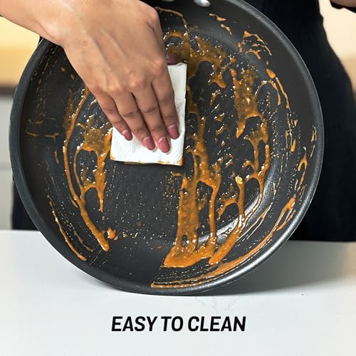 Image of Meyer Merlot Aluminium Non-Stick Kadai | Kadhai with Glass Lid | Kadai for Deep Frying and Stir Frying | Gas and Induction Compatible 100% Toxic Free, 24cm