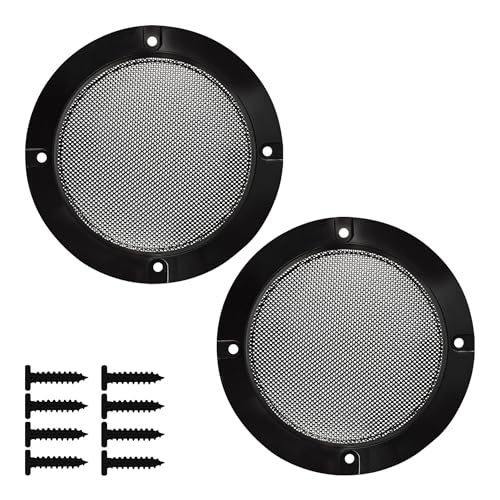 bociloy 2PCS 4” Black Speaker Grill Covers, Round Metal Mesh Guard Protectors, Universal Decorative Grille with ABS Plastic Frame for DIY Home Speaker Car Audio Stereo Woofer Subwoofer