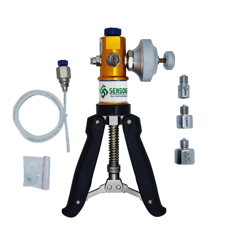 Pressure and Vacuum Hand Pump Calibrator (Range:-13 to 435 psi) for Calibration Labs and Field Calibrations (with Pressure/Vacuum Gauge, Range: -14 to 362 PSI) | Model SK-2200-DPG