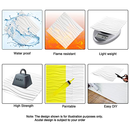 Image of Art3d Decorative PVC 3D Wall Panels, White Ring, 19.7 inch x 19.7 inch (12 Pack)
