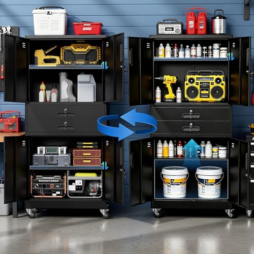Image of Metal Storage Cabinet for Garage, Tool Cabinet, Utility Cabinet