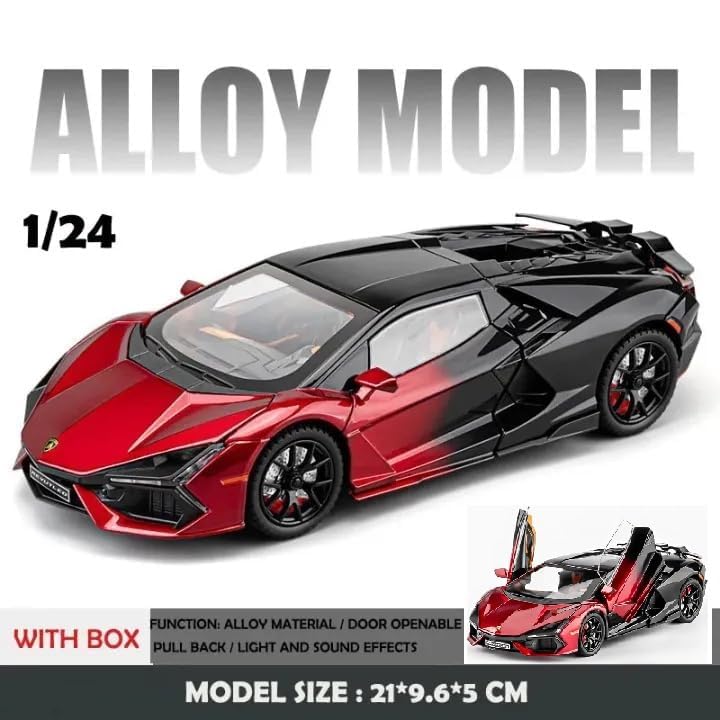 Image of VARIYA ENTERPRISE Exclusive Alloy Metal Pull Back Die-Cast Car Diecast Metal Pullback Toy Car with Openable 6 Doors,Light Music Boys Gifts Toys (1:24 Lamborghini Revuelto Sport-Red)
