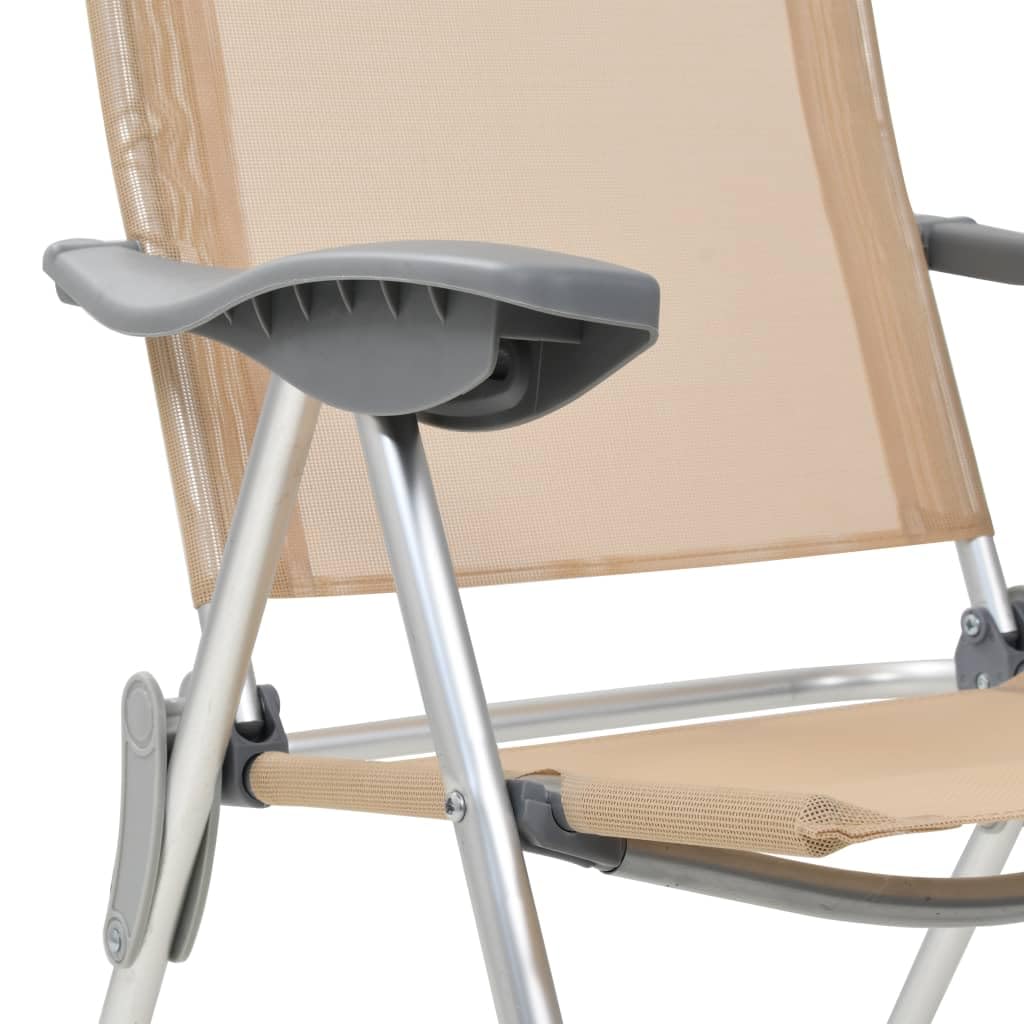 Generico Sedie Pieghevoli da Campeggio 4 pz in Alluminio Crema,Articoli Sportivi,Ricreazione all'aperto,Campeggio e Trekking,Attrezzatura da campeggio-44309