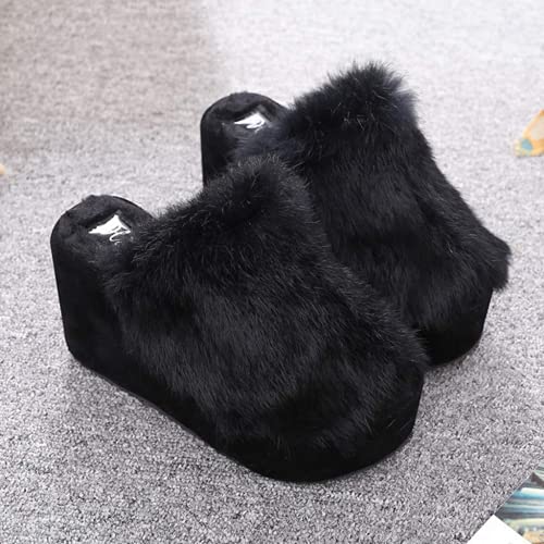 ZBYY Plush Slippers for Women Fluffy Summer Open Toe Wedges House Slippers Indoor or Outdoor Platforms Slides Slipper4