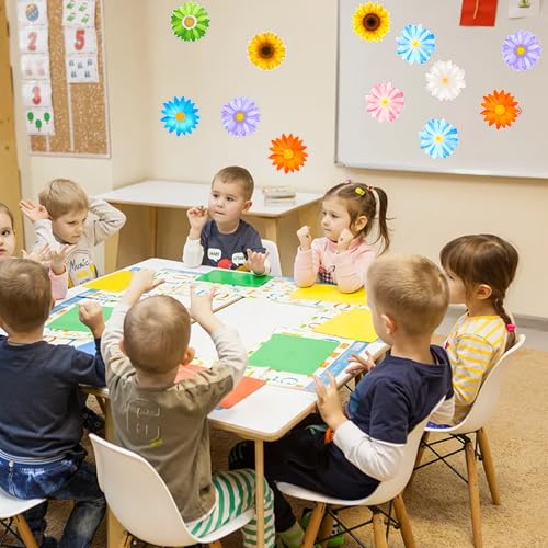 Image of Vuzvuv 63Pcs Spring Flowers Cutouts Paper with 100Pcs Glue Points for Wall Bulletin Board Decorations or Theme Party or Classroom Decor Supplies