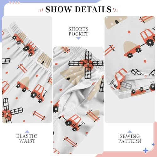 ZZXXB Farm Tractor Windmill Boys Long Pants Soft Trousers Elastic Waist Kids Lounge Bottoms with Pockets S-XL4