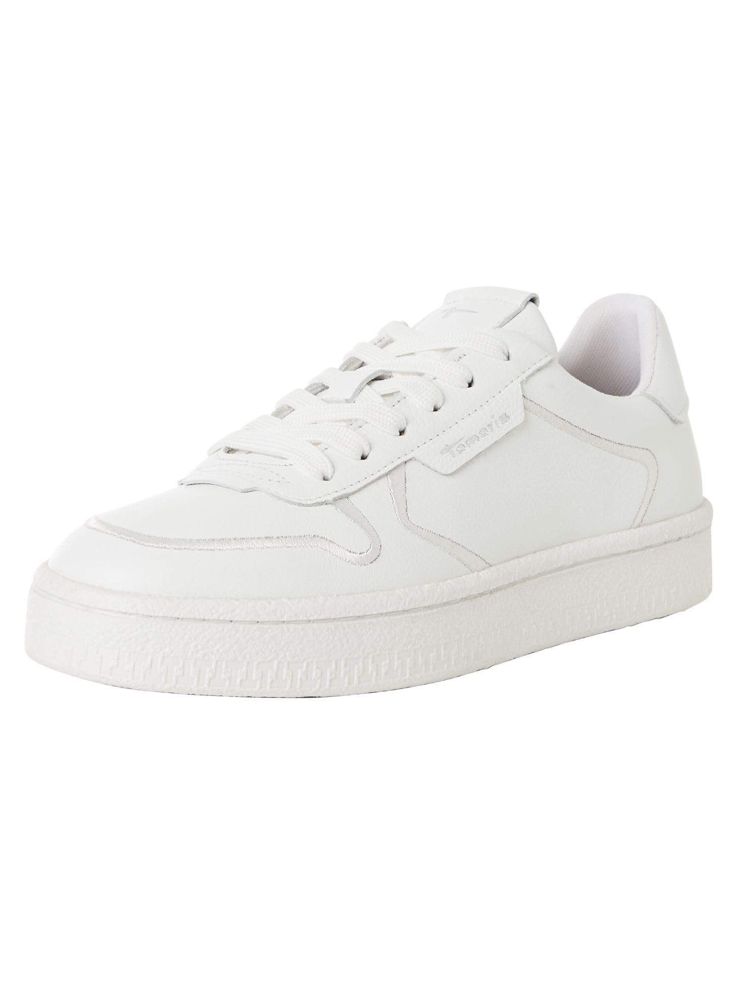 Tamaris Women's Low 1-23701-45 Trainers, White Leather, 8 UK