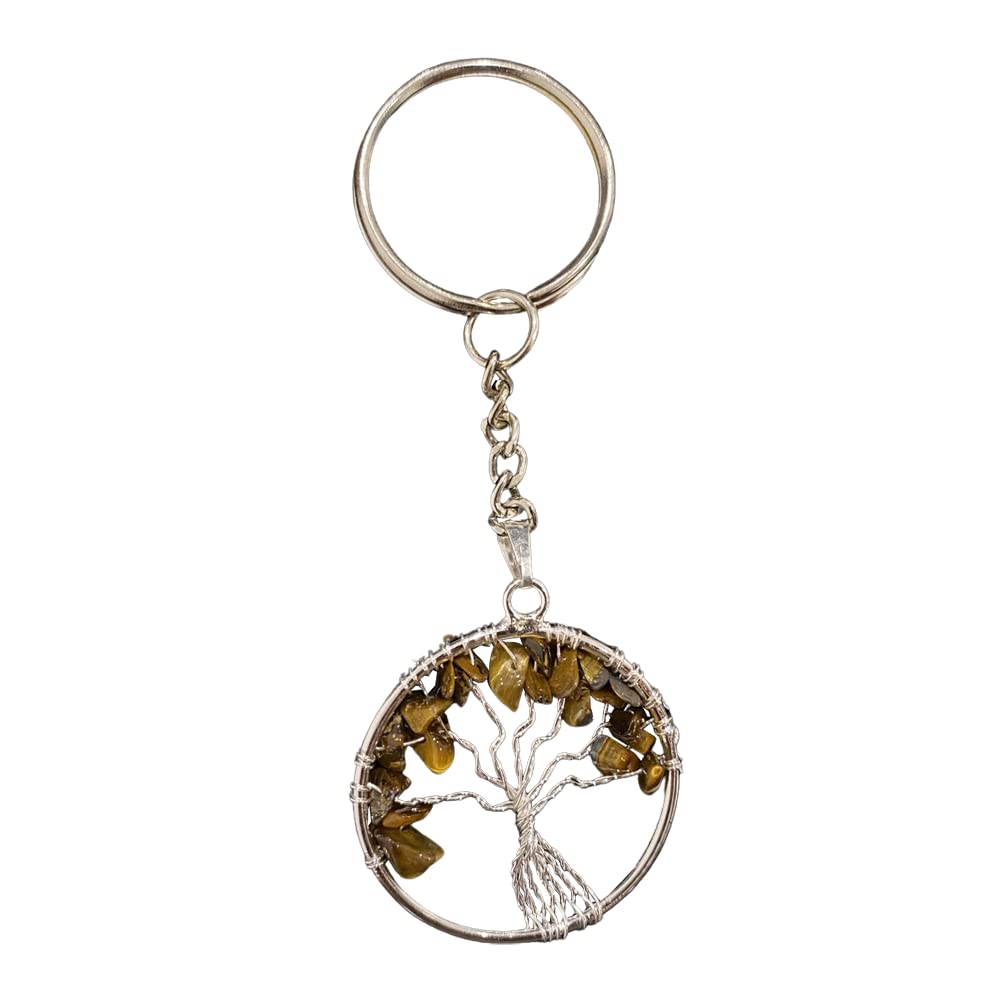 VIE Tiger's Eye Tree of Life Keychain, One