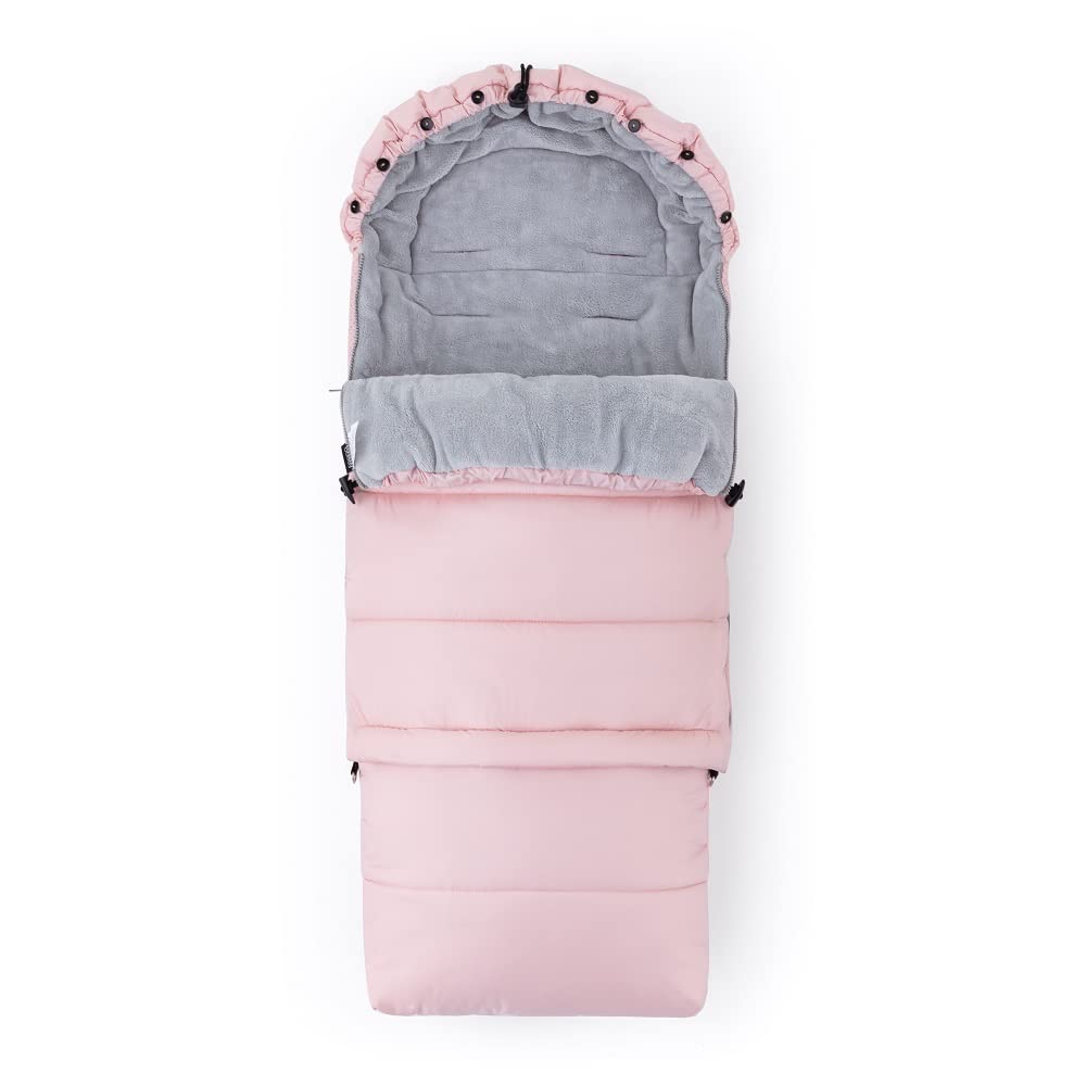 FEEDO Chancelière d'hiver 3 en 1 pour poussette, buggy et siège auto - Chaude - Imperméable - Coupe-vent - Rose