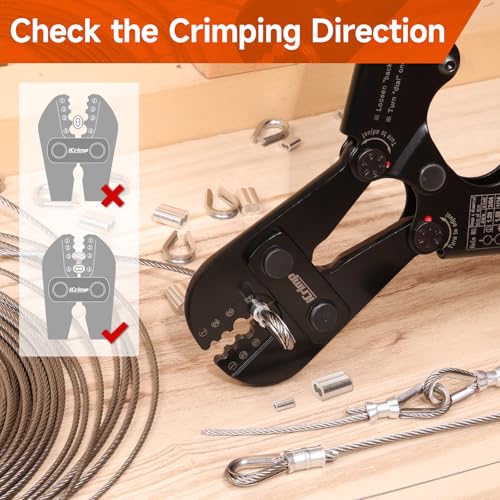 iCrimp Wire Rope Crimping Tool for Aluminum Oval Sleeves, Double Sleeves, Crimping Loop sleeve from 3/64-inch to 1/8-inch
