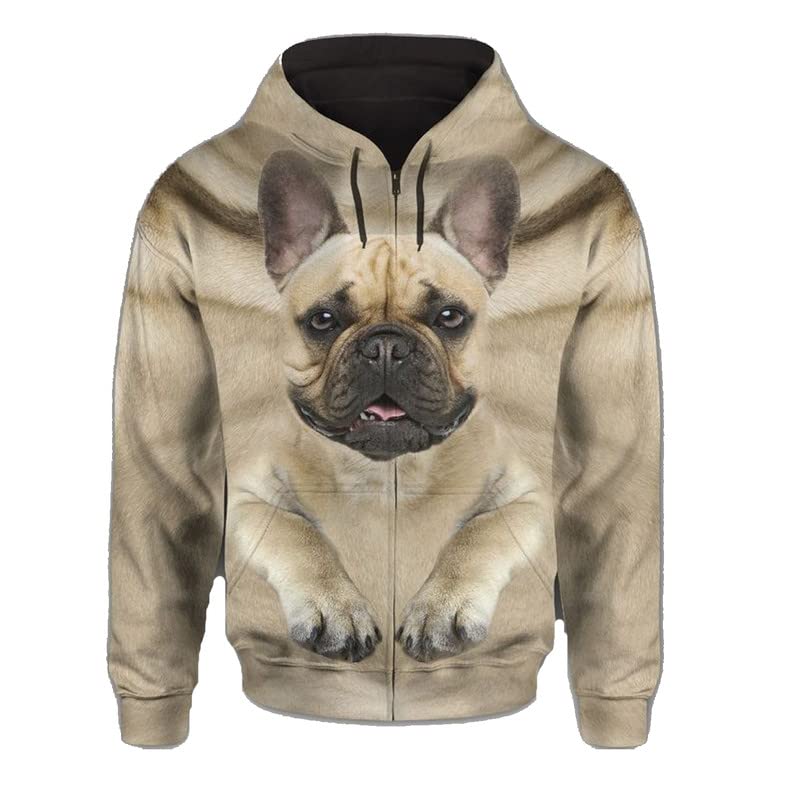 Sweat à capuche zippé Labrador beige imprimé 3D manches longues 3XL