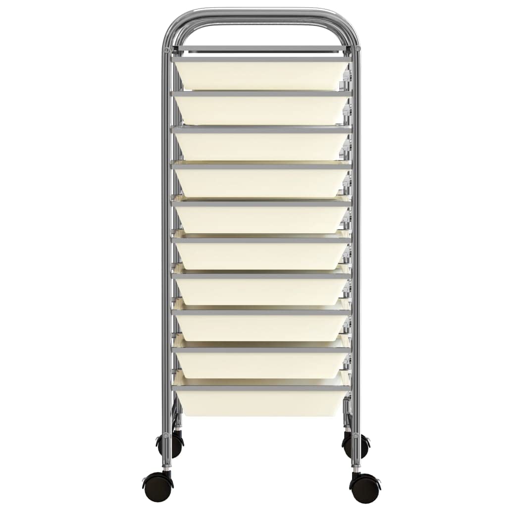 vidaXL Carrito de Almacenaje Portátil 10 Cajones Compras Festival Almacenamiento Salón de Belleza Oficina Peluquería Plástico Blanco