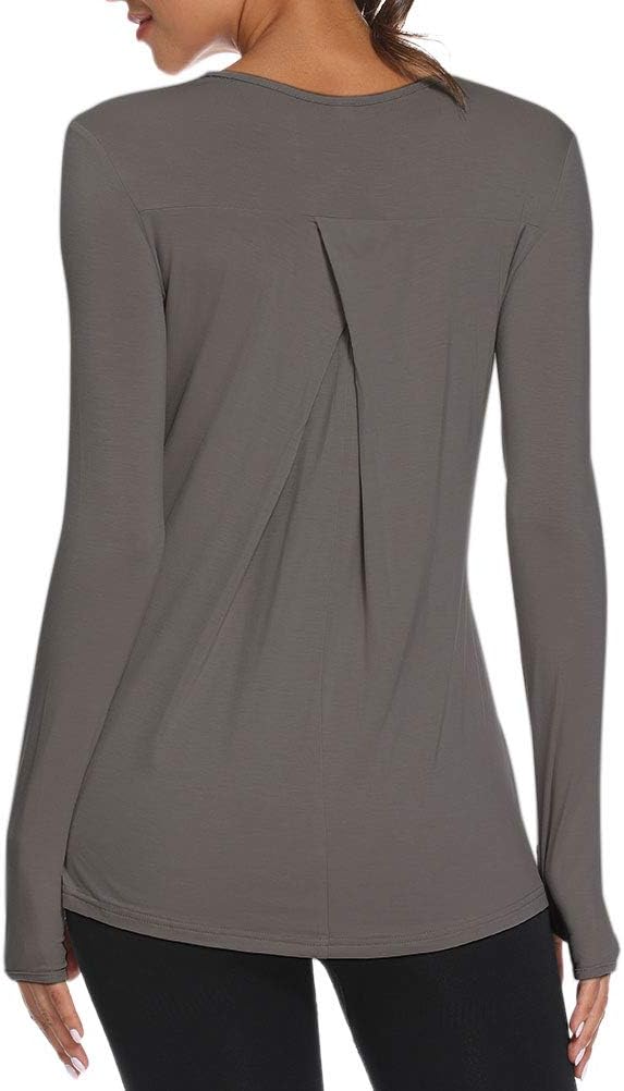 Mippo Womens Soft Long Sleeve Workout Athletic Shirts Long Tunic Tops with Thumb Holes