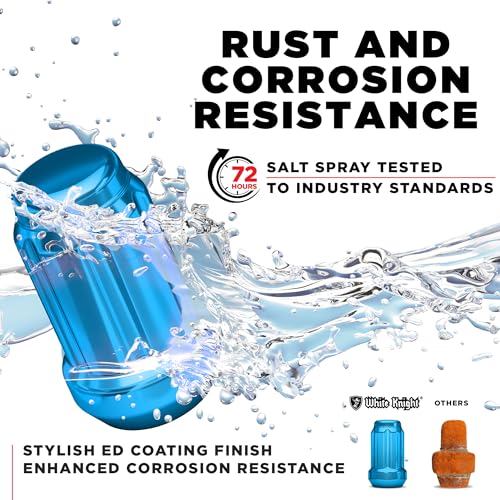 Image of White Knight 3804BLT-20AM 1 /2 inch-20 Blue 6 Spline Lug Nut with Key, 20 Pack (for AFTERMARKET Wheels with Smaller 0.80 inch Diameter Seating)