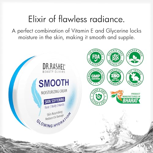 Image of DR.Rashel Smooth Moisturizer Face Cream For winter, Instant Hydration, Non-Greasy /oily Cream With Glycerin & Jojoba Oil, 75 Ml