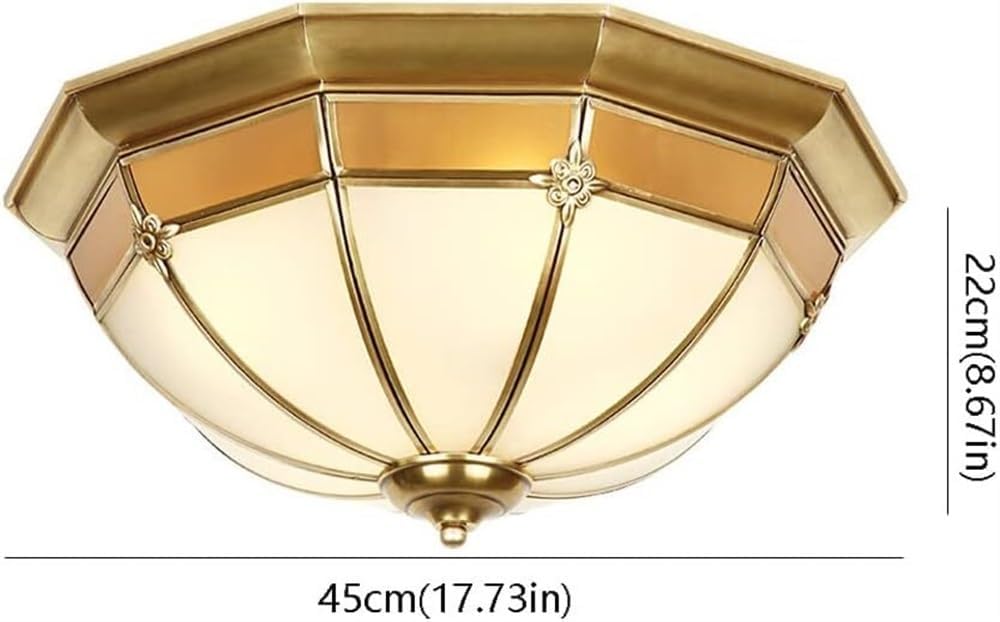 Led Flush Mount Ceiling Light Fixture,Vintage Ceiling Lamp,Brass Glass Ceiling Light,for Living Room Dining Room Study Villa Bedroom Corridor (Size : B)
