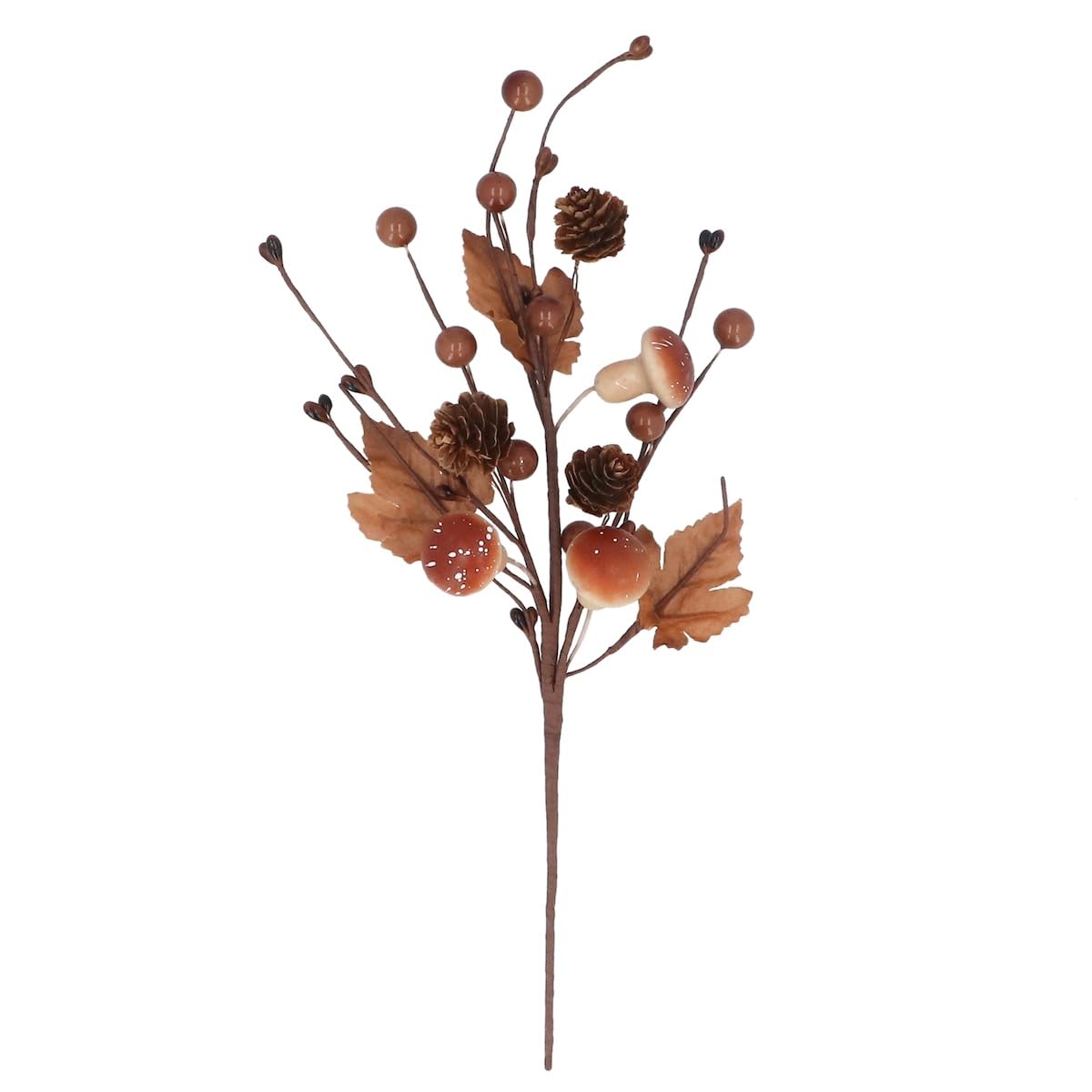 Gisela Graham Multicoloured Toadstool And Pinecone Autumnal Branch Decoration