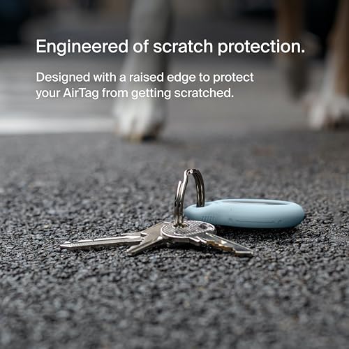 Image of Belkin Apple AirTag Secure Holder w /Key Ring - Durable Scratch Resistant Case w /Open Face Raised Edges - Protective AirTag Keychain Accessory for Keys, Pet, Luggage, Backpack - 4-Pack Blue Gradient