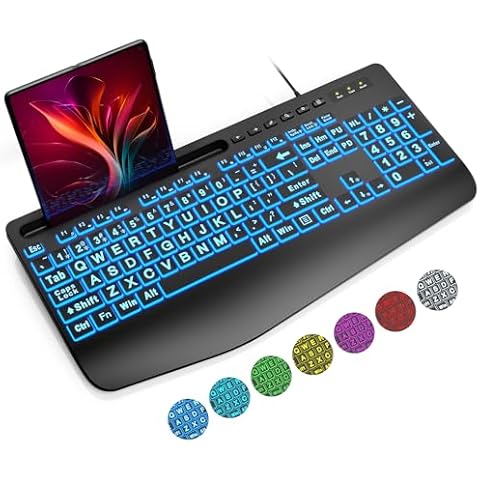 SABLUTE Large Print Backlit Keyboard Cover