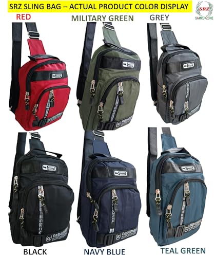 Image of SRZ Crossbody Sling Bag | Water Resistant | Glossy Vibrant Colours | Chest Bag Waist Bag | 4 Pockets | Adjustable Shoulder Strap