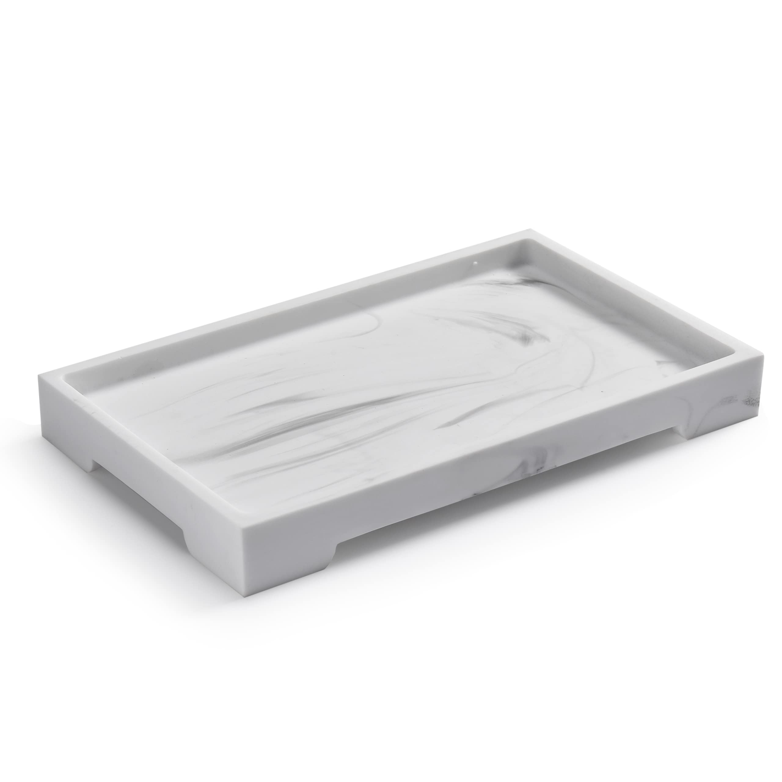 Hallops Bathroom Vanity Tray - Marble Stone Storage Tray for Bathroom Vanity Dresser - Modern Aesthetic Vanity Tray Natural Resin Material - Décor Adapts to Various Home Styles