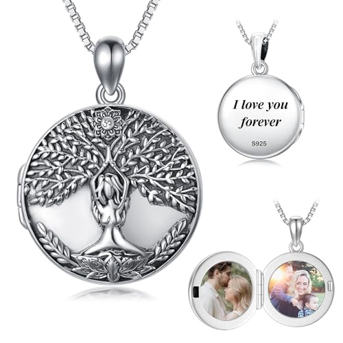 Dorunmo Tree of Life Necklace Goddess Necklace Heart Locket Necklace